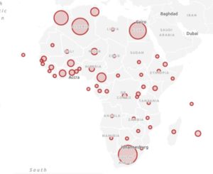 Map of COVID-19 In Africa (from Africa CDC)