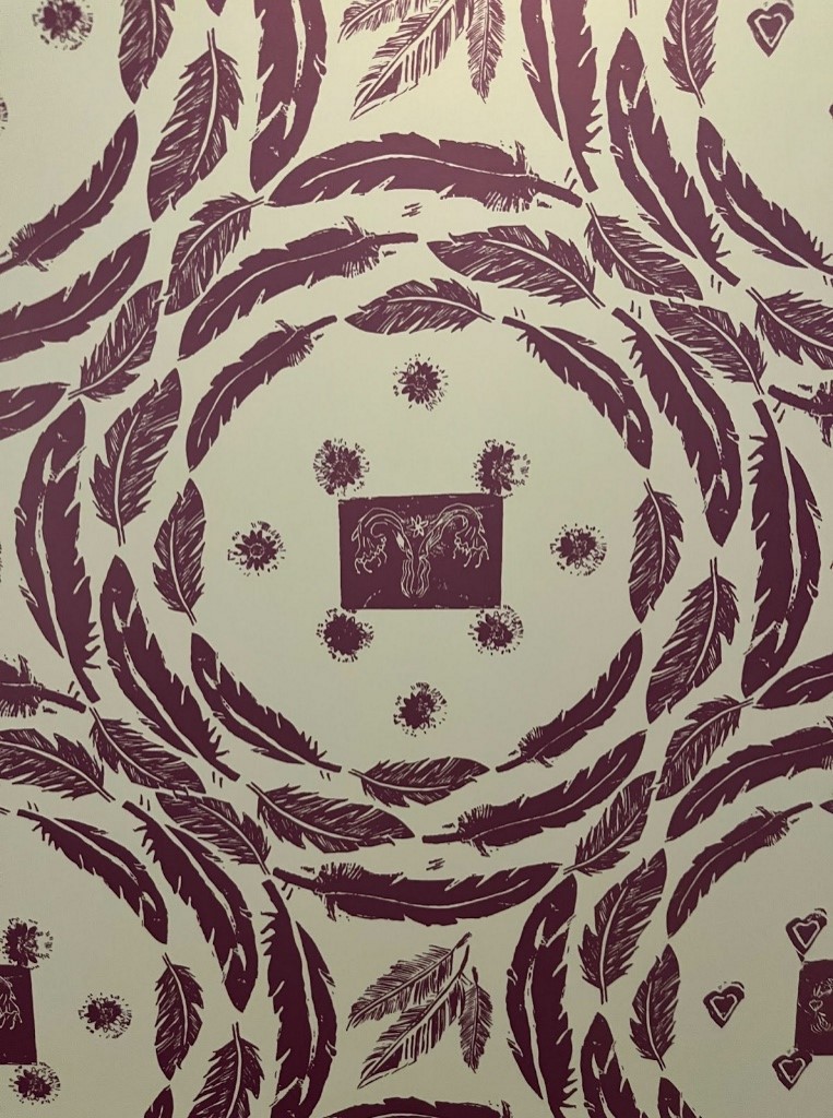Figures 4 and 5. Closer view of the uterus wallpaper; photo by author